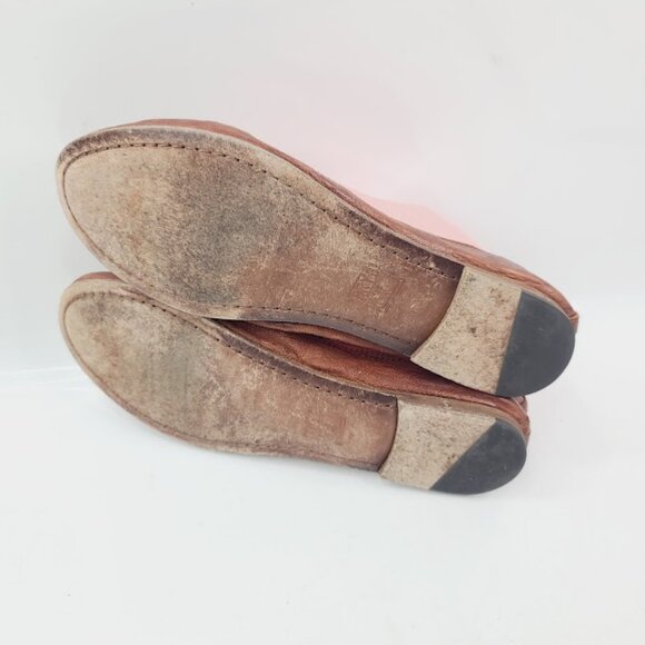 Frye Women's Brown Carson Leather Almond Toe Slip-On Ballet Flat Size 8.5M - Picture 5 of 6